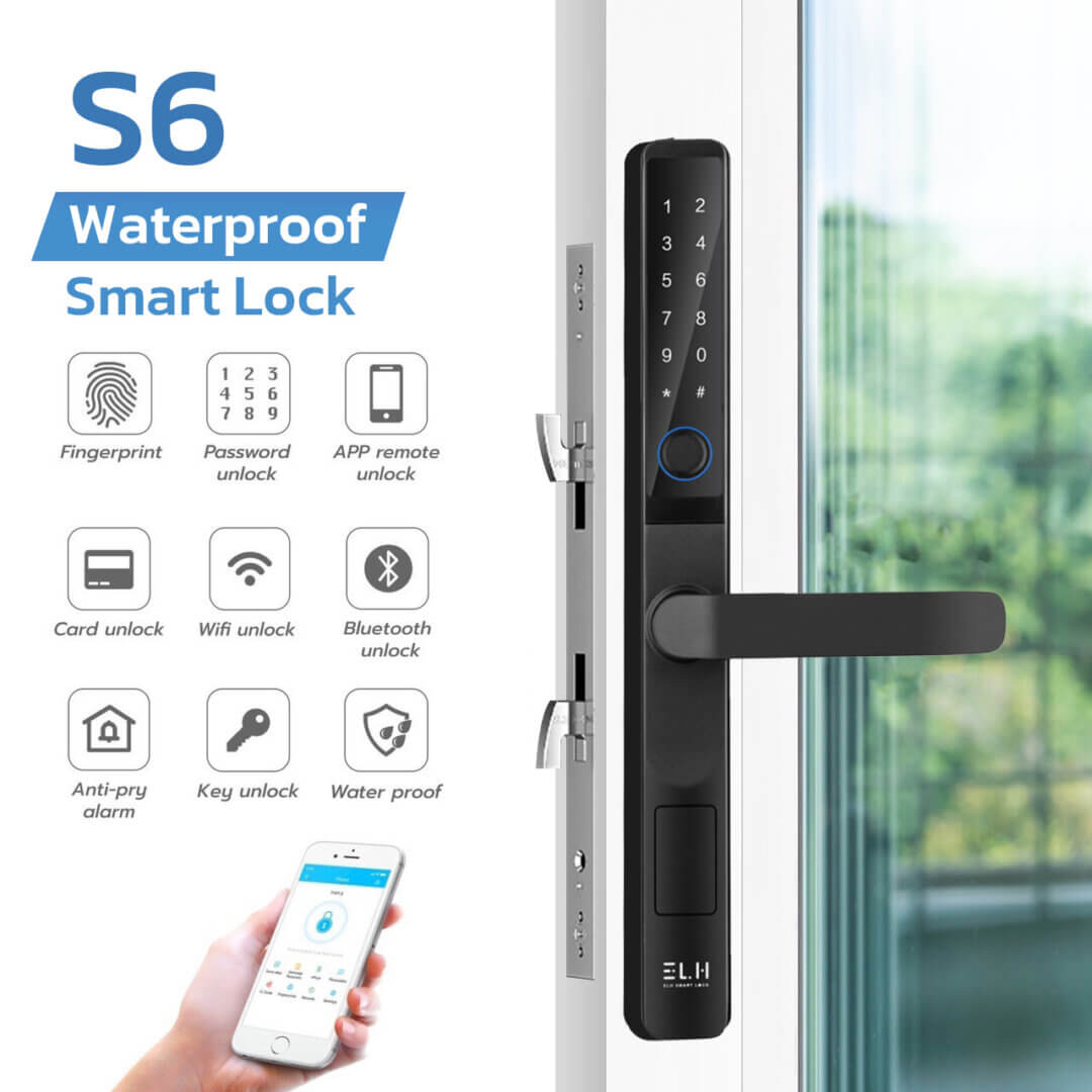 ELH Smart Digital Door Lock S6 กลอนประตูดิจิตอล ( กันน้ำ Fully 100% water proof ) พร้อมสัญญาณกันขโมย